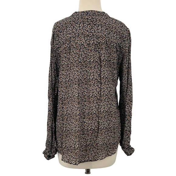 H&M Women's LS Pullover V-Neck Blouse Black/Brown Daisy Floral size 4 NWT - Picture 8 of 8